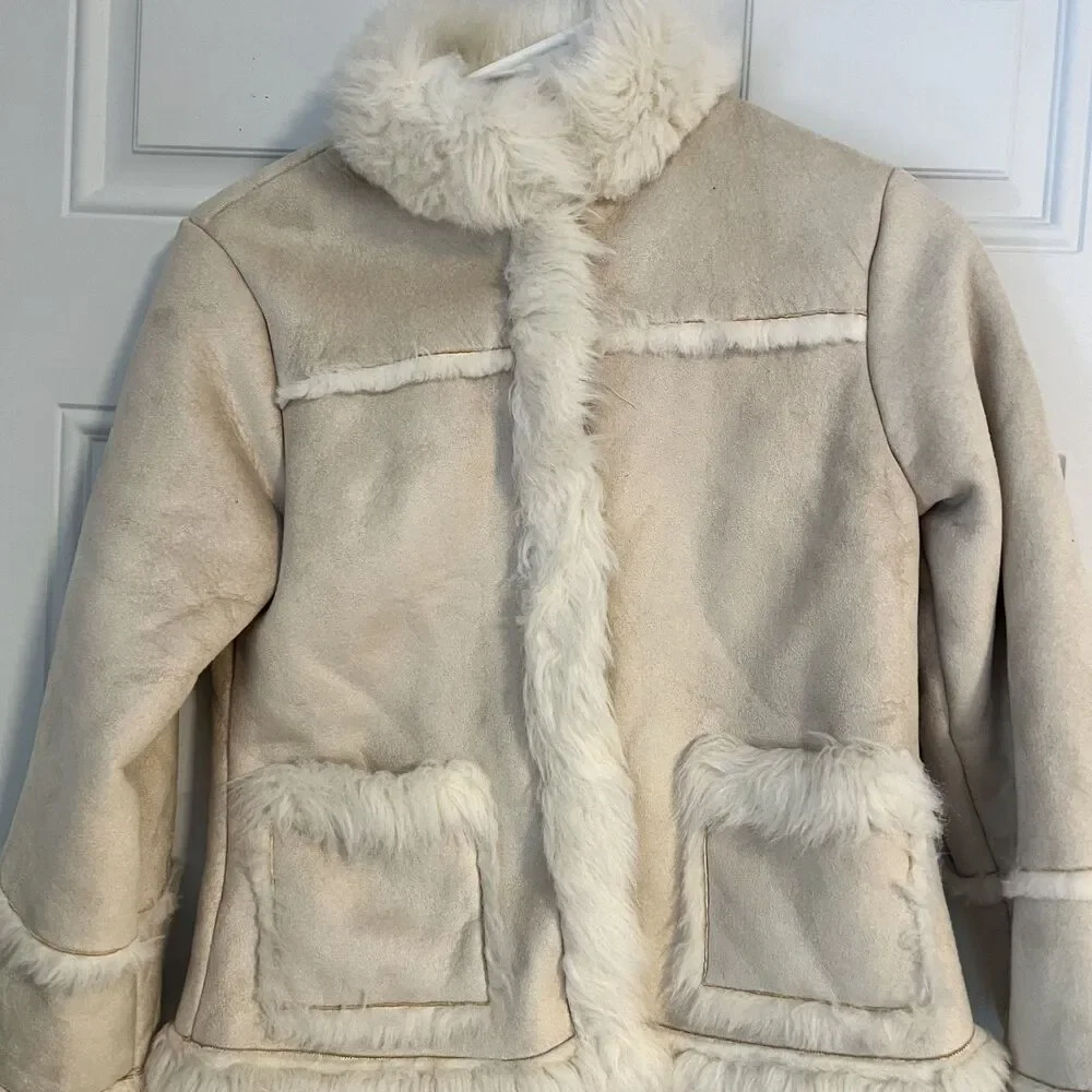 The Children's Place Tan Faux Suede Coat Girls-Size L (10-12)